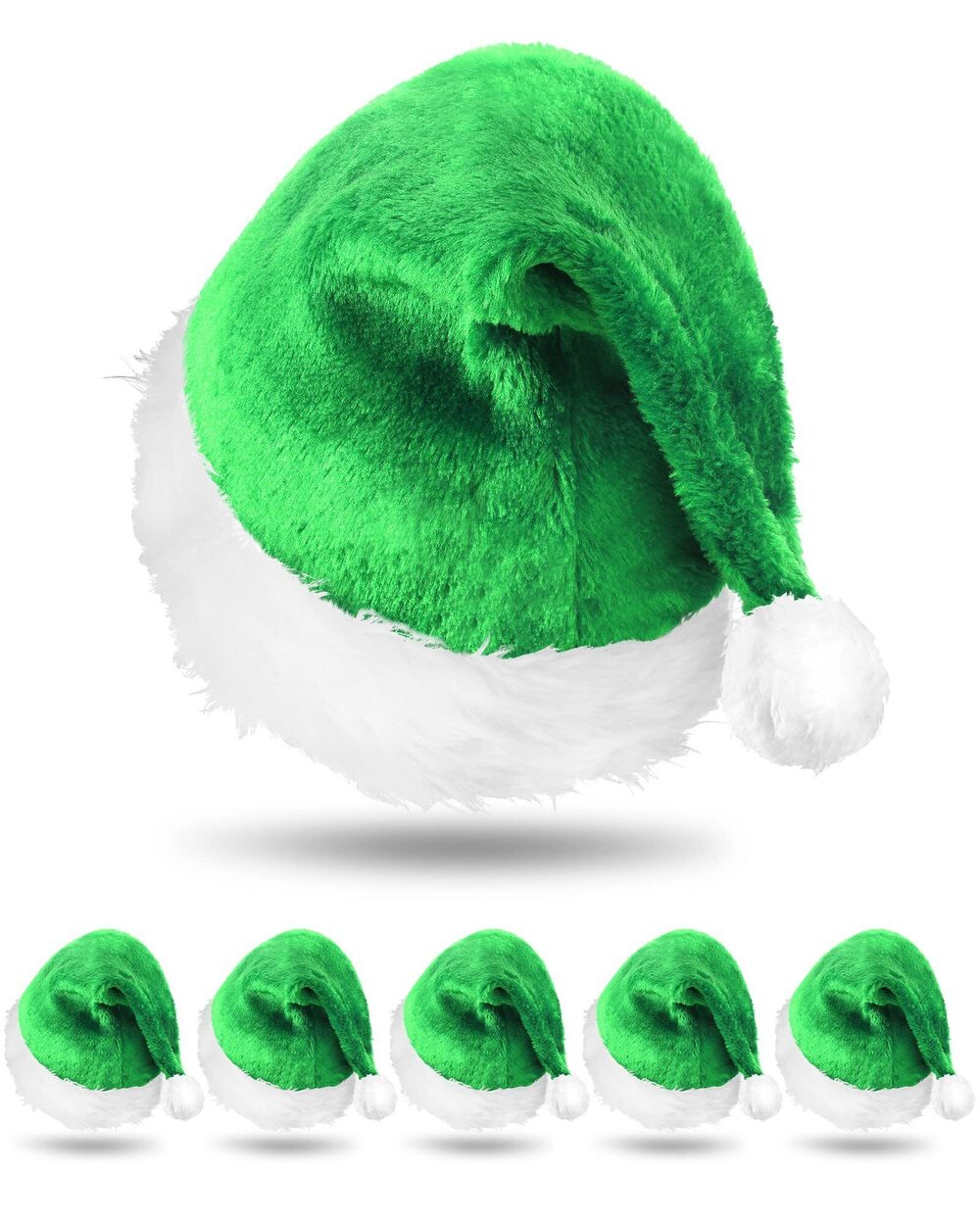 1811 6 Pcs Plush Santa Hats Velvet Christmas Hat Thicken Plush Xmas Holiday